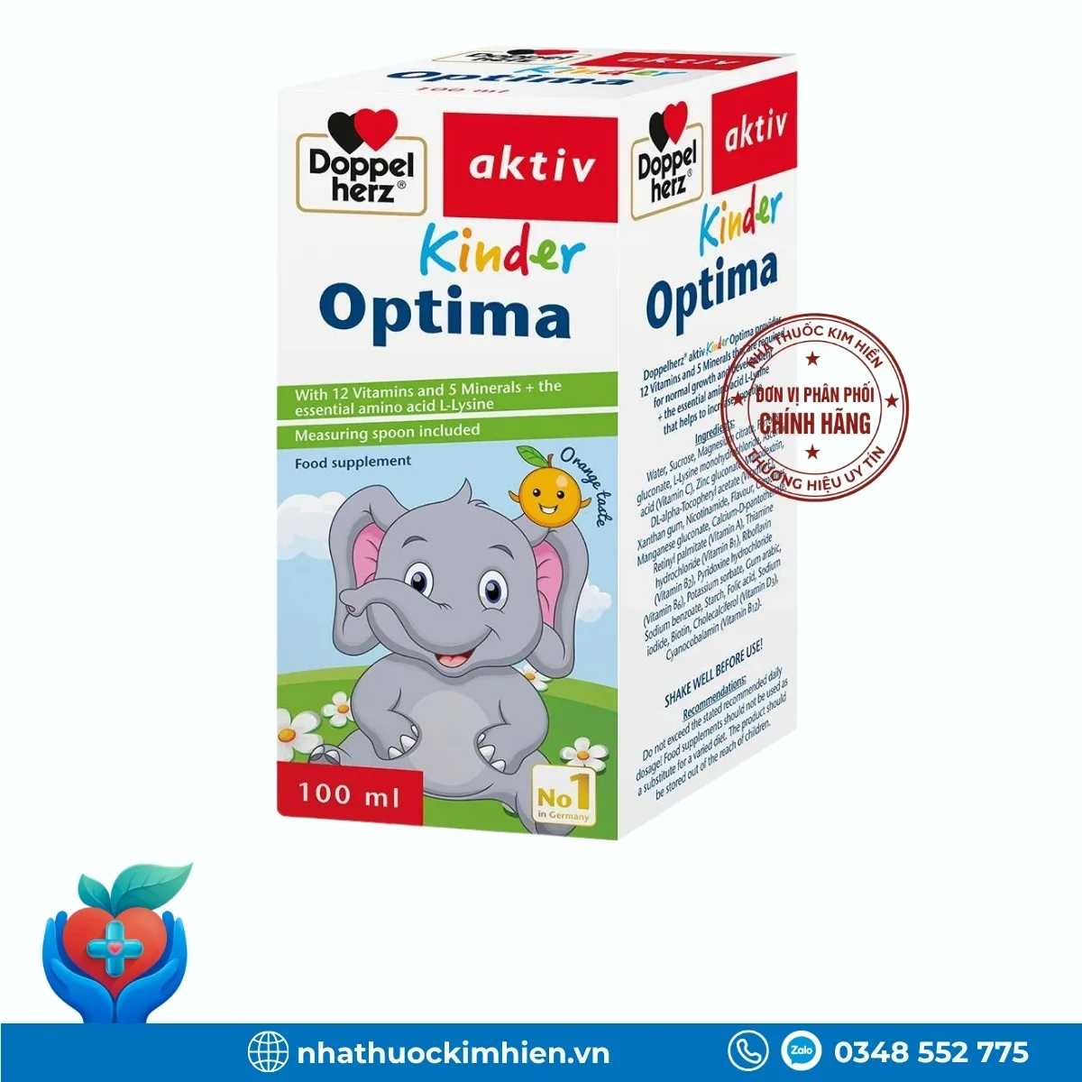 Doppelherz Aktiv Kinder Optima hỗ trợ bổ sung vitamin, khoáng chất và L-Lysine cho trẻ